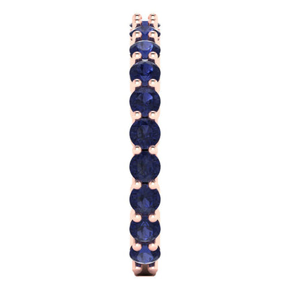 1.2 cttw Simulated Blue Sapphire Round Cut Rose Gold Eternity Wedding Band