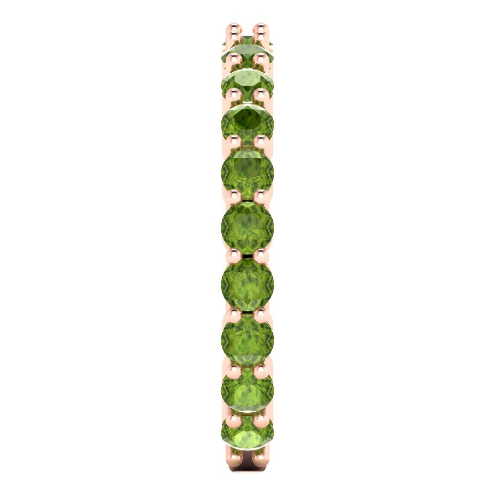 1.2 cttw Natural Peridot Round Cut Rose Gold Eternity Wedding Band