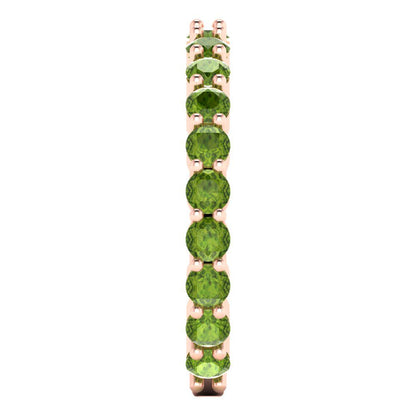 1.2 cttw Natural Peridot Round Cut Rose Gold Eternity Wedding Band