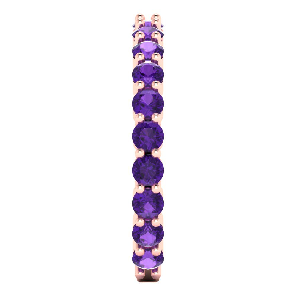 1.2 cttw Natural Amethyst Round Cut Rose Gold Eternity Wedding Band