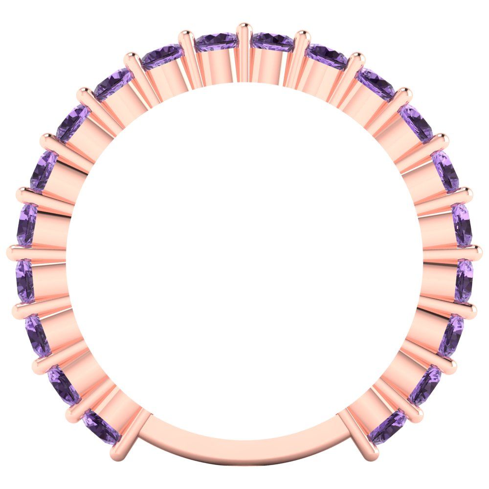 1.2 cttw Simulated Alexandrite Round Cut Rose Gold Eternity Wedding Band