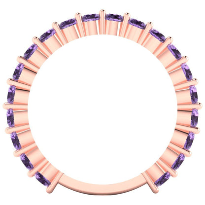 1.2 cttw Simulated Alexandrite Round Cut Rose Gold Eternity Wedding Band