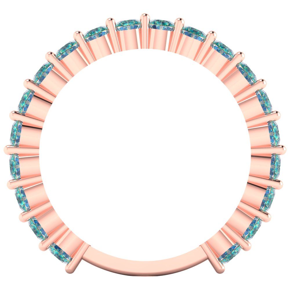 1.2 cttw Blue Moissanite Round Cut Rose Gold Eternity Wedding Band