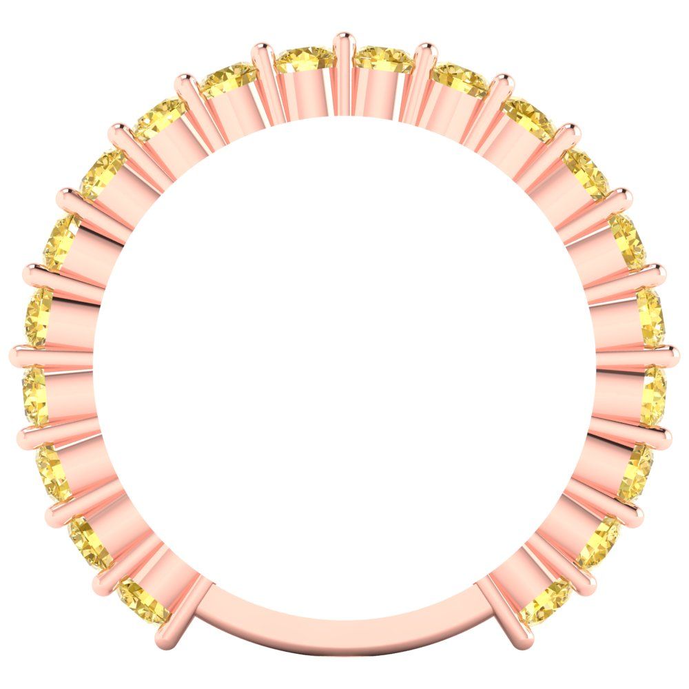 1.2 cttw Simulated Yellow Diamond Round Cut Rose Gold Eternity Wedding Band