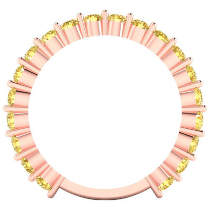 1.2 cttw Simulated Yellow Diamond Round Cut Rose Gold Eternity Wedding Band