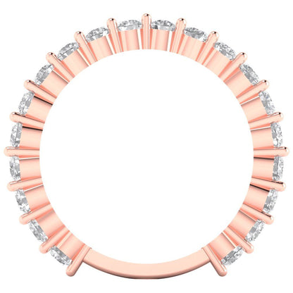 1.2 cttw White Sapphire Round Cut Rose Gold Eternity Wedding Band