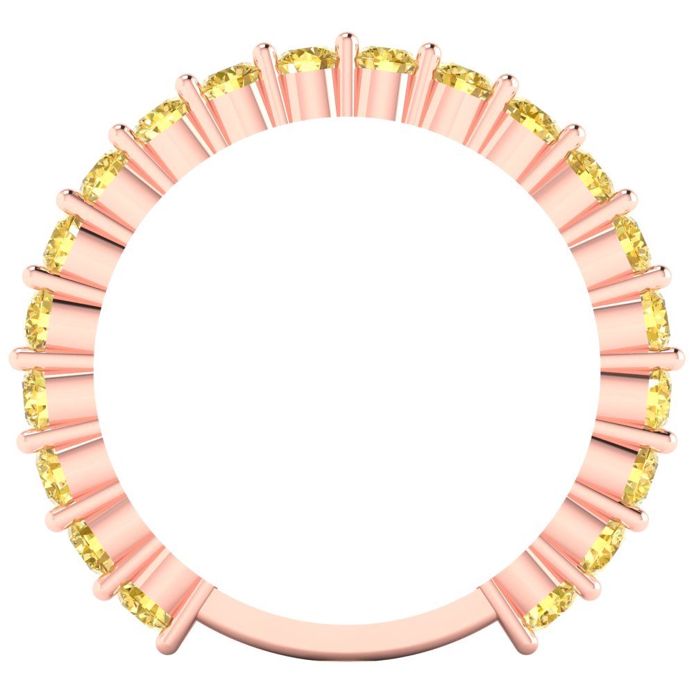1.2 cttw Natural Citrine Round Cut Rose Gold Eternity Wedding Band