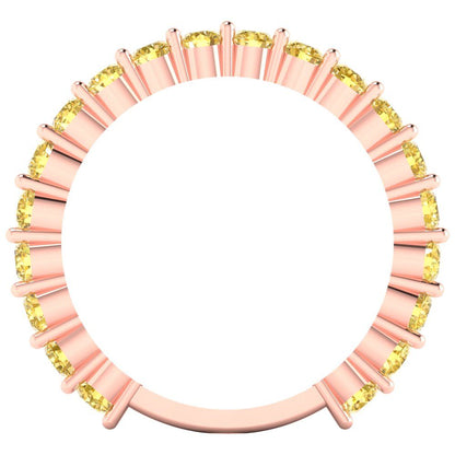 1.2 cttw Natural Citrine Round Cut Rose Gold Eternity Wedding Band