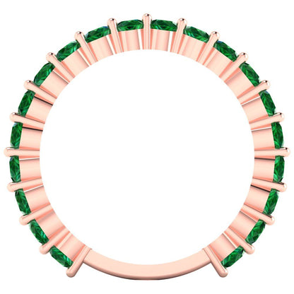 1.2 cttw Simulated Emerald Round Cut Rose Gold Eternity Wedding Band