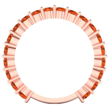 1.2 cttw Simulated Red Diamond Round Cut Rose Gold Eternity Wedding Band