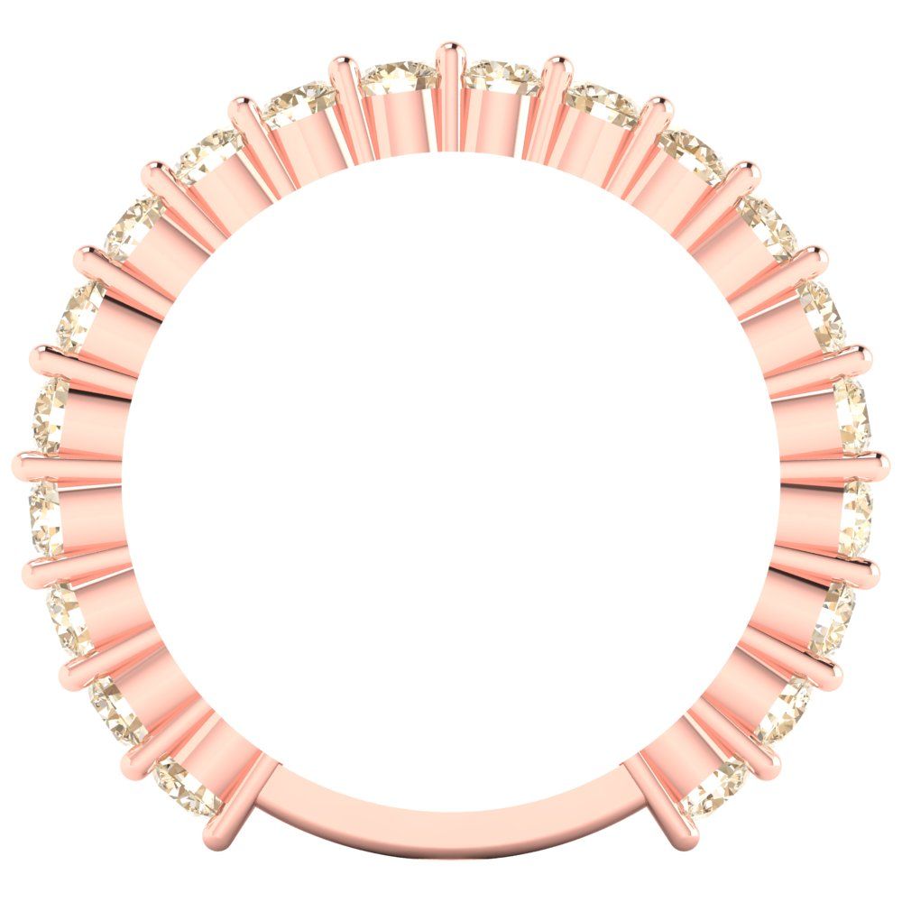 1.2 cttw Natural Morganite Round Cut Rose Gold Eternity Wedding Band