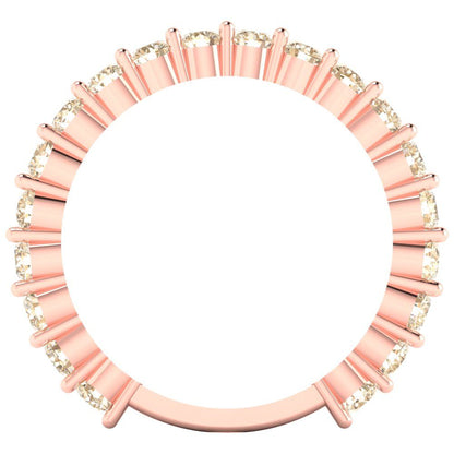 1.2 cttw Natural Morganite Round Cut Rose Gold Eternity Wedding Band