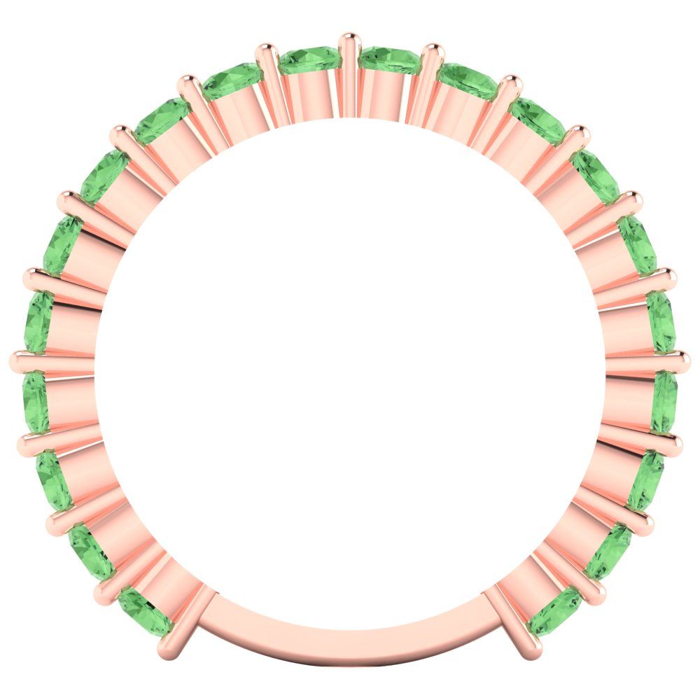 1.2 cttw Simulated Green Diamond Round Cut Rose Gold Eternity Wedding Band