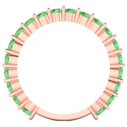 1.2 cttw Simulated Green Diamond Round Cut Rose Gold Eternity Wedding Band