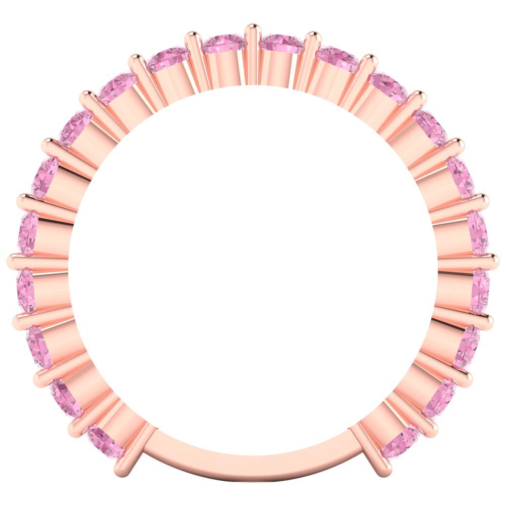 1.2 cttw Simulated Pink Diamond Round Cut Rose Gold Eternity Wedding Band