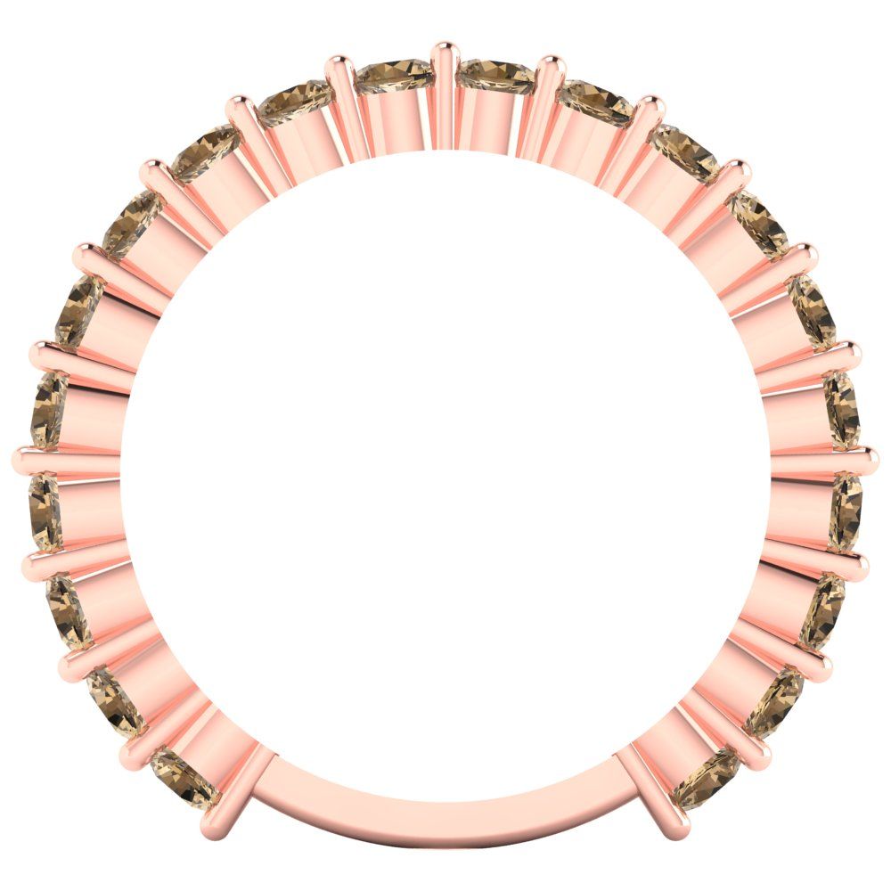 1.2 cttw Simulated Champagne Diamond Round Cut Rose Gold Eternity Wedding Band