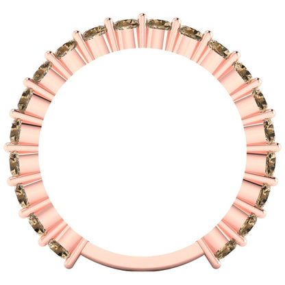 1.2 cttw Simulated Champagne Diamond Round Cut Rose Gold Eternity Wedding Band