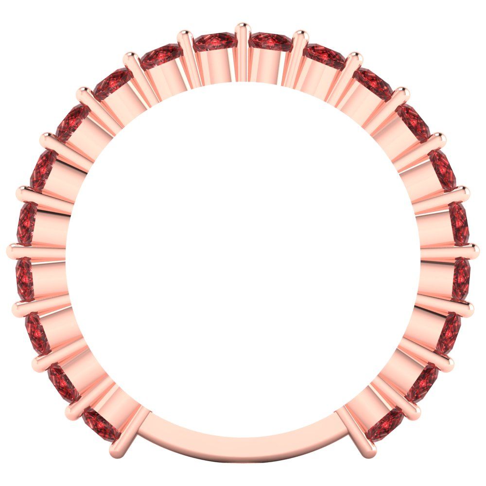 1.2 cttw Natural Garnet Round Cut Rose Gold Eternity Wedding Band
