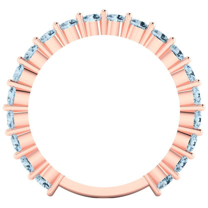 1.2 cttw Simulated Blue Diamond Round Cut Rose Gold Eternity Wedding Band