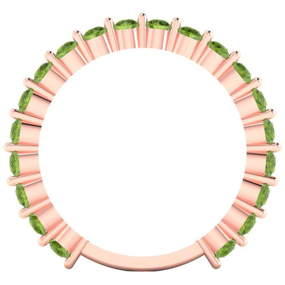 1.2 cttw Natural Peridot Round Cut Rose Gold Eternity Wedding Band