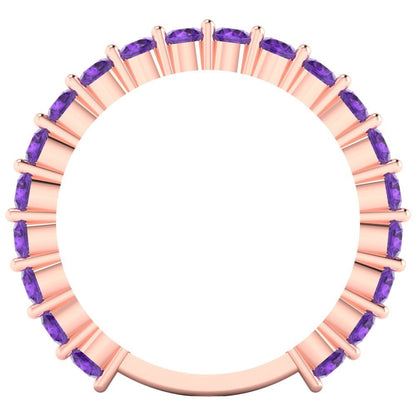 1.2 cttw Natural Amethyst Round Cut Rose Gold Eternity Wedding Band