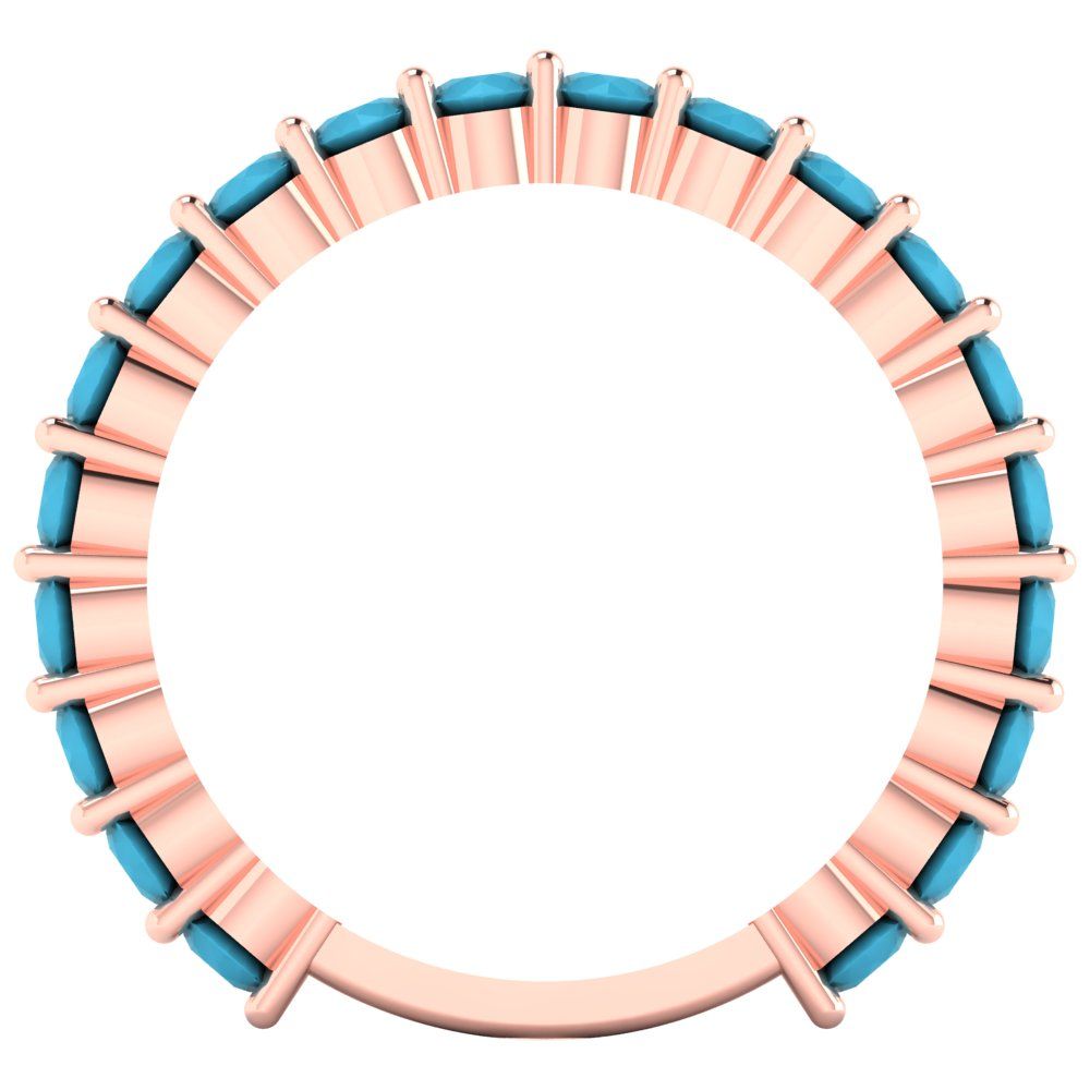 1.2 cttw Simulated Turquoise Round Cut Rose Gold Eternity Wedding Band