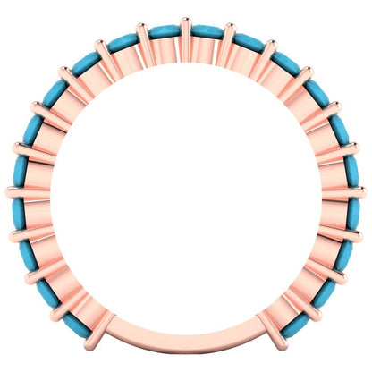 1.2 cttw Simulated Turquoise Round Cut Rose Gold Eternity Wedding Band