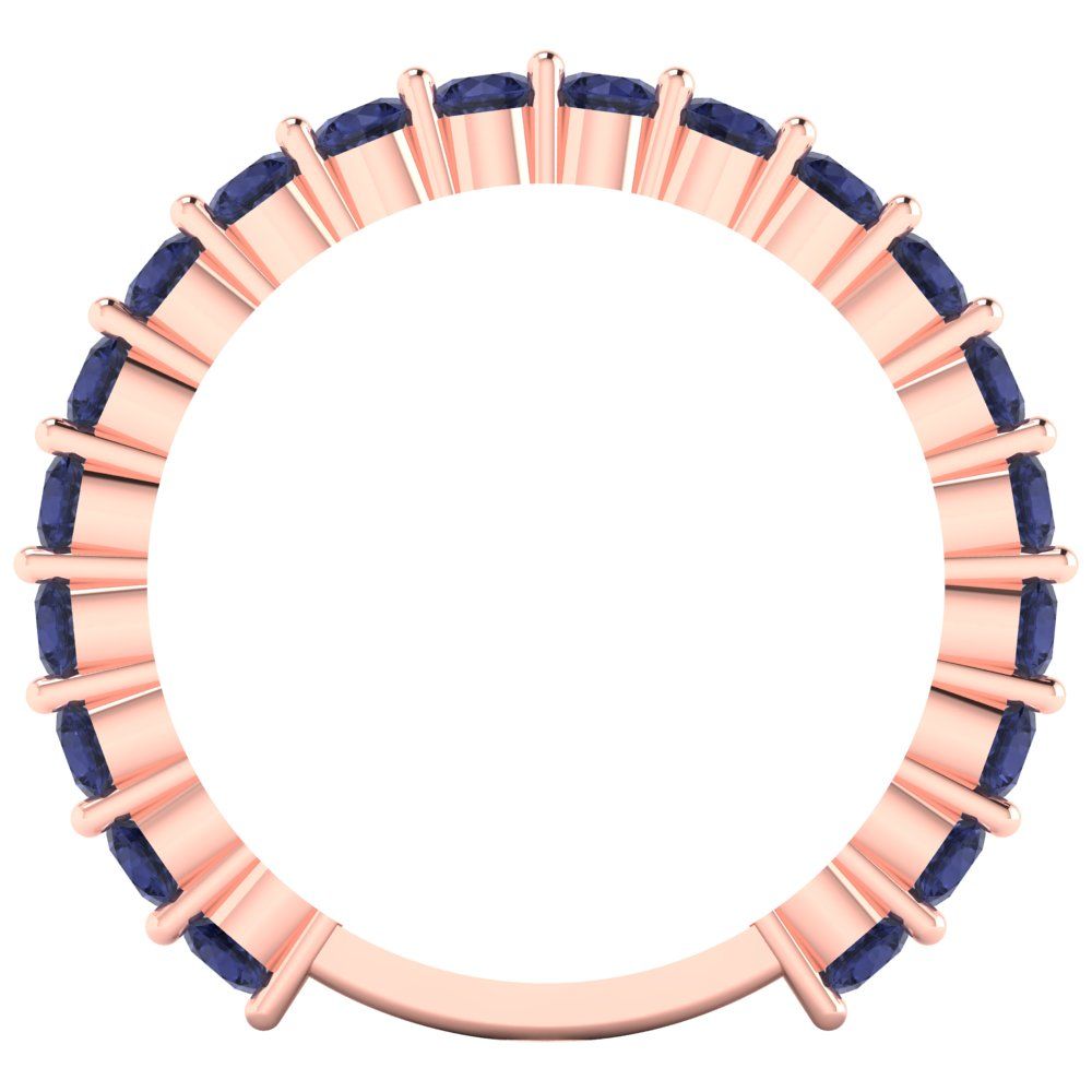 1.2 cttw Simulated Blue Sapphire Round Cut Rose Gold Eternity Wedding Band