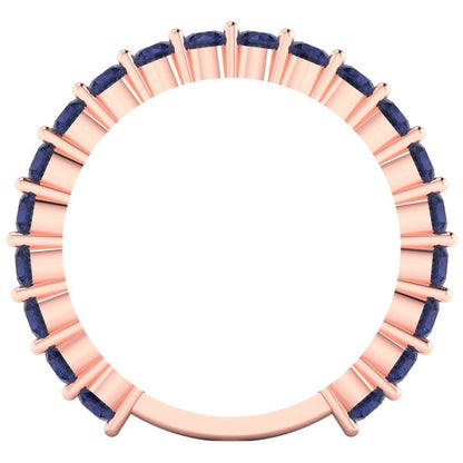 1.2 cttw Simulated Blue Sapphire Round Cut Rose Gold Eternity Wedding Band