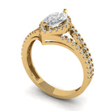 1.2 ct Brilliant Marquise Cut Natural Diamond Stone Clarity SI1-2 Color I-J Yellow Gold Halo Solitaire with Accents Ring
