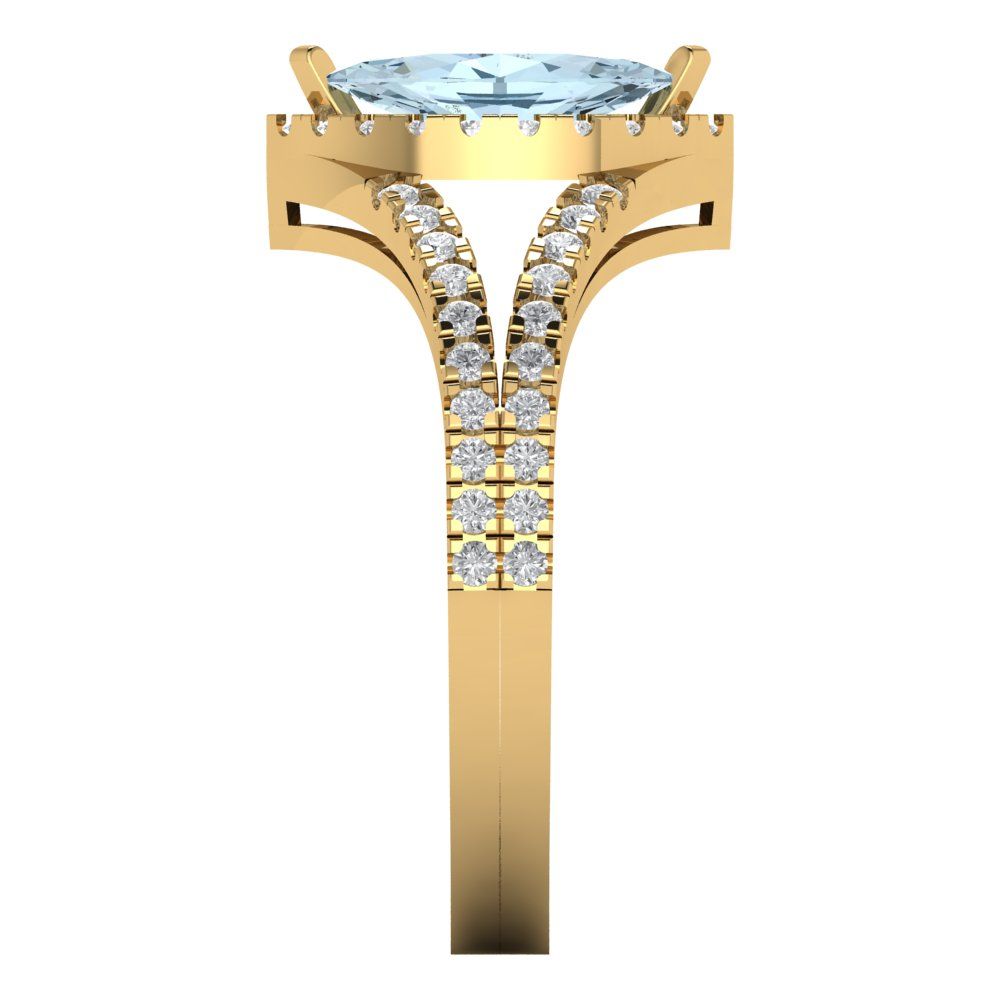 1.2 cttw Natural Swiss Blue Topaz Hidden Halo Engagement Ring - Solid Gold (Marquise Cut,9x4.5mm)