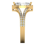 1.2 ct Brilliant Marquise Cut Natural Diamond Stone Clarity SI1-2 Color I-J Yellow Gold Halo Solitaire with Accents Ring