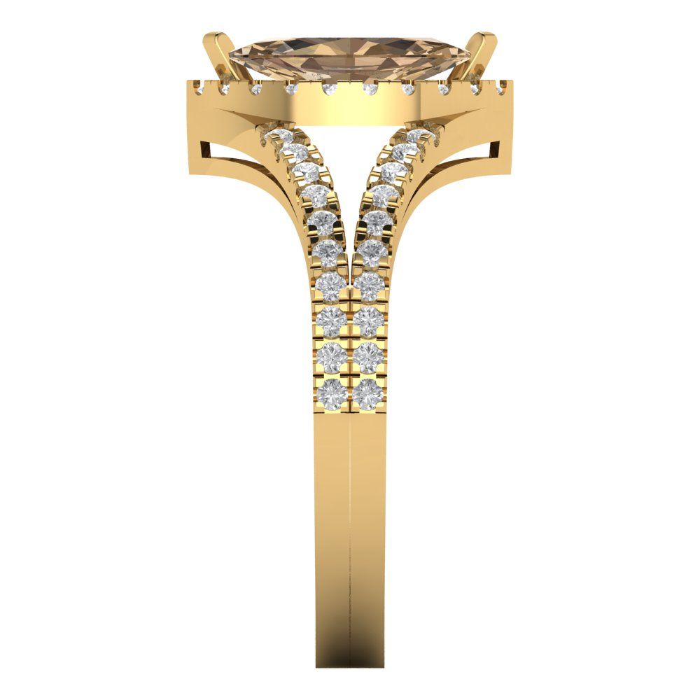 1.2 cttw Zirconia Simulated Champagne Diamond Hidden Halo Engagement Ring - Solid Gold (VVS1, Marquise Cut,9x4.5mm)