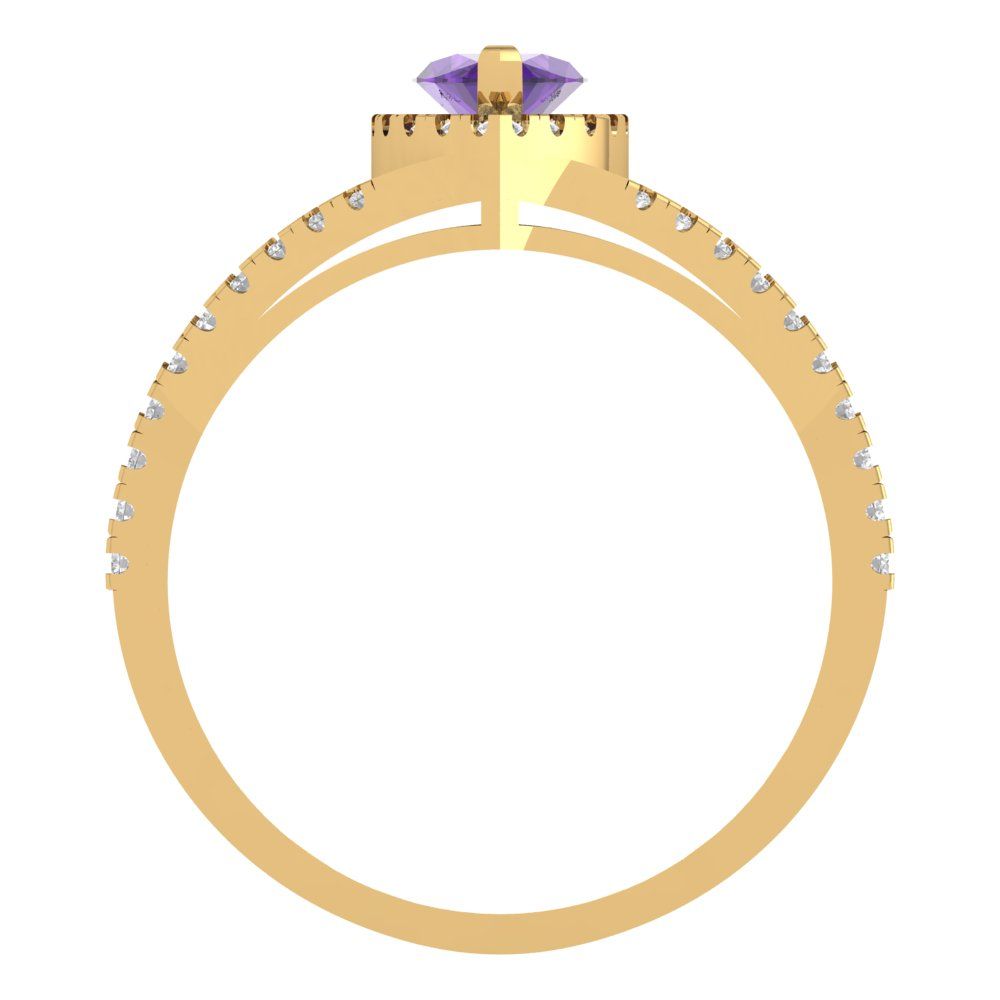 1.2 cttw Natural Amethyst Hidden Halo Engagement Ring - Solid Gold (Marquise Cut,9x4.5mm)