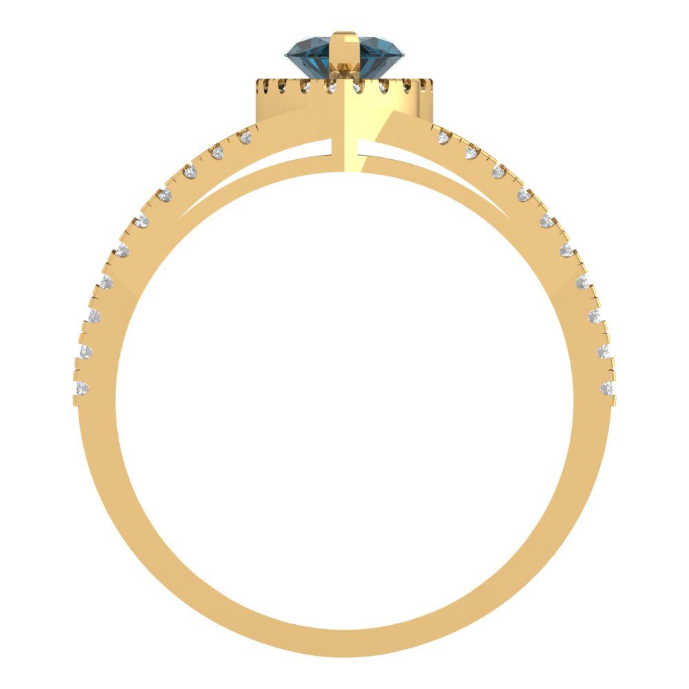 1.2 cttw Natural London Blue Topaz Hidden Halo Engagement Ring - Solid Gold (Marquise Cut,9x4.5mm)