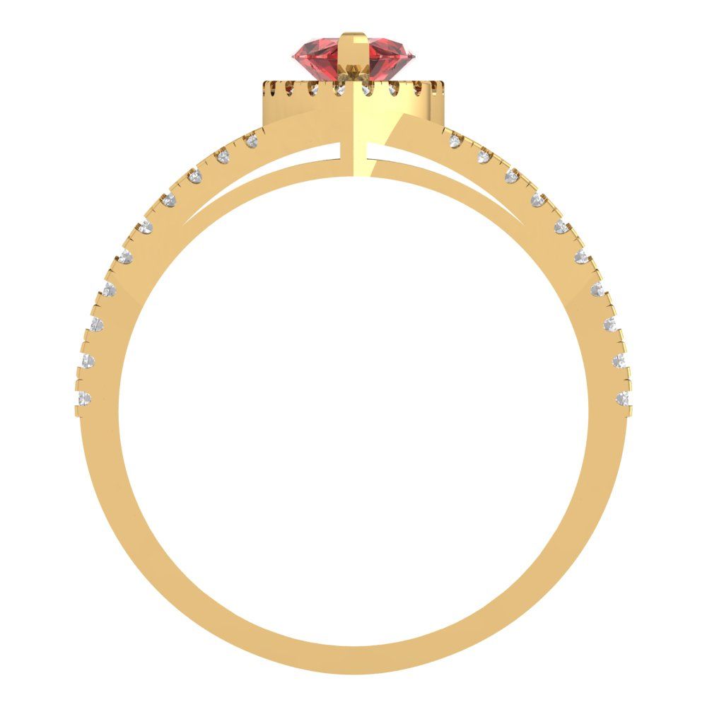 1.2 cttw Natural Garnet Hidden Halo Engagement Ring - Solid Gold (Marquise Cut,9x4.5mm)