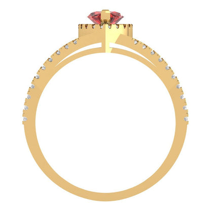 1.2 cttw Natural Garnet Hidden Halo Engagement Ring - Solid Gold (Marquise Cut,9x4.5mm)