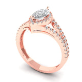 1.2 ct Brilliant Marquise Cut Natural Diamond Stone Clarity SI1-2 Color I-J Rose Gold Halo Solitaire with Accents Ring