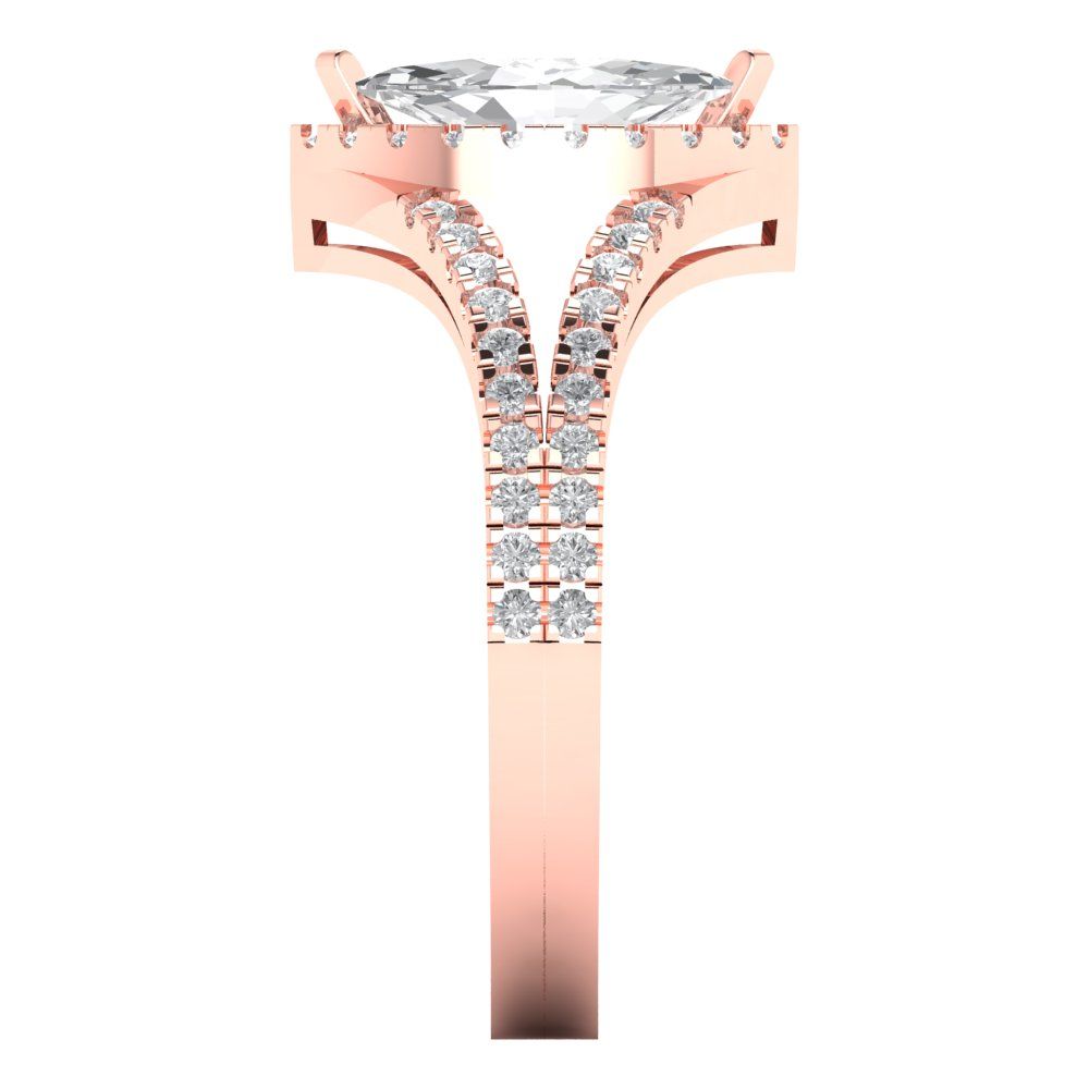 1.2 cttw Zirconia Simulated Diamond Hidden Halo Engagement Ring - Solid Gold (VVS1, Marquise Cut,9x4.5mm)