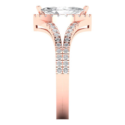 1.2 cttw Zirconia Simulated Diamond Hidden Halo Engagement Ring - Solid Gold (VVS1, Marquise Cut,9x4.5mm)