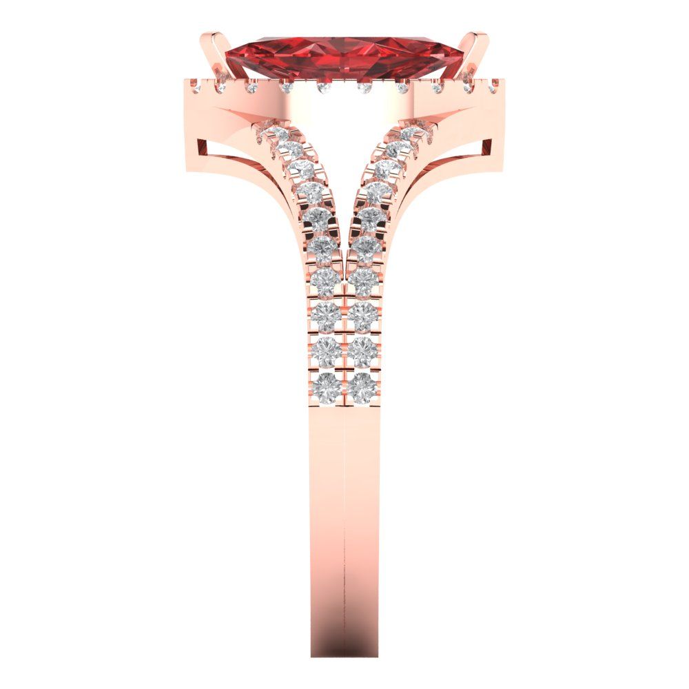 1.2 cttw Natural Garnet Hidden Halo Engagement Ring - Solid Gold (Marquise Cut,9x4.5mm)
