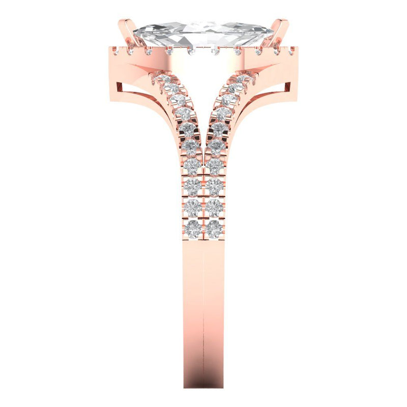 1.2 ct Brilliant Marquise Cut Natural Diamond Stone Clarity SI1-2 Color G-H Rose Gold Halo Solitaire with Accents Ring