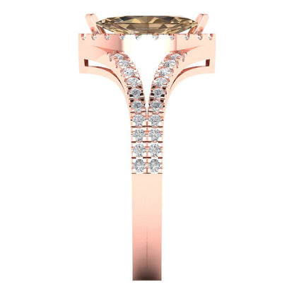 1.2 cttw Zirconia Simulated Champagne Diamond Hidden Halo Engagement Ring - Solid Gold (VVS1, Marquise Cut,9x4.5mm)