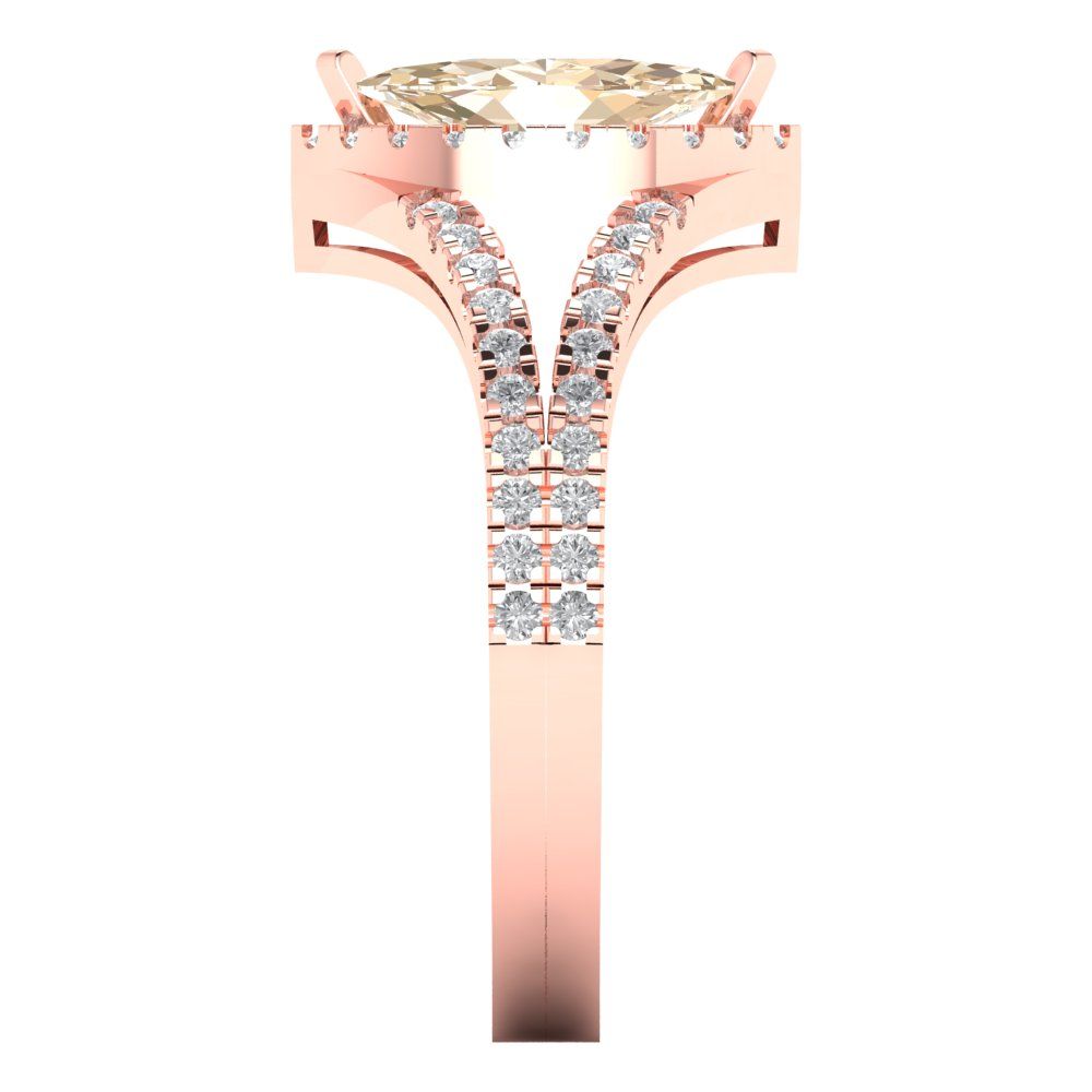 1.2 cttw Natural Morganite Hidden Halo Engagement Ring - Solid Gold (Marquise Cut,9x4.5mm)