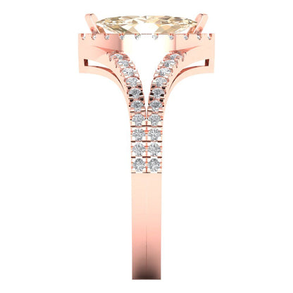1.2 cttw Natural Morganite Hidden Halo Engagement Ring - Solid Gold (Marquise Cut,9x4.5mm)