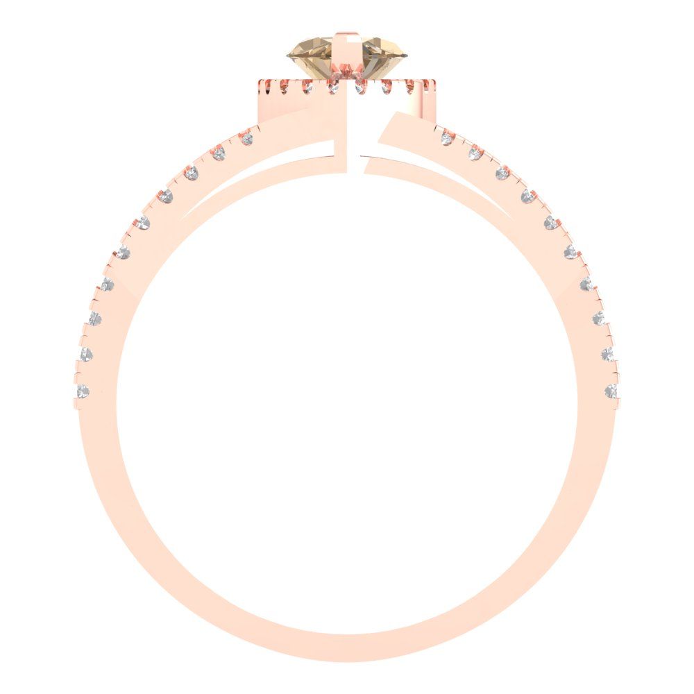 1.2 cttw Zirconia Simulated Champagne Diamond Hidden Halo Engagement Ring - Solid Gold (VVS1, Marquise Cut,9x4.5mm)