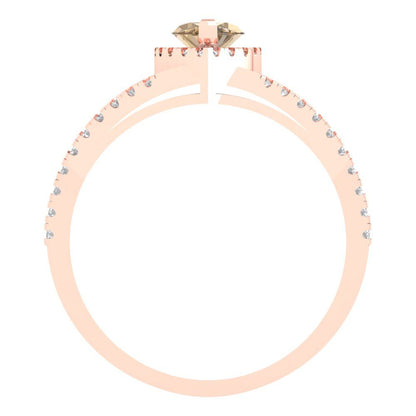 1.2 cttw Zirconia Simulated Champagne Diamond Hidden Halo Engagement Ring - Solid Gold (VVS1, Marquise Cut,9x4.5mm)