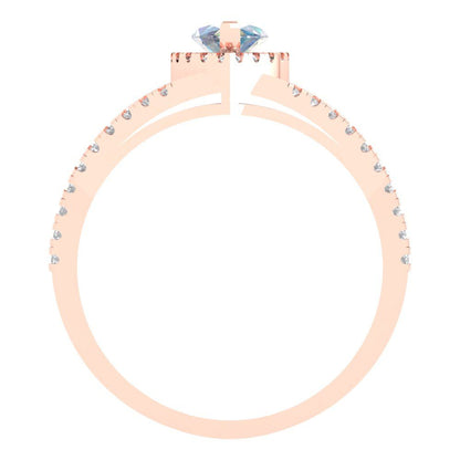 1.2 cttw Blue Moissanite Hidden Halo Engagement Ring - Solid Gold (Marquise Cut,9x4.5mm)