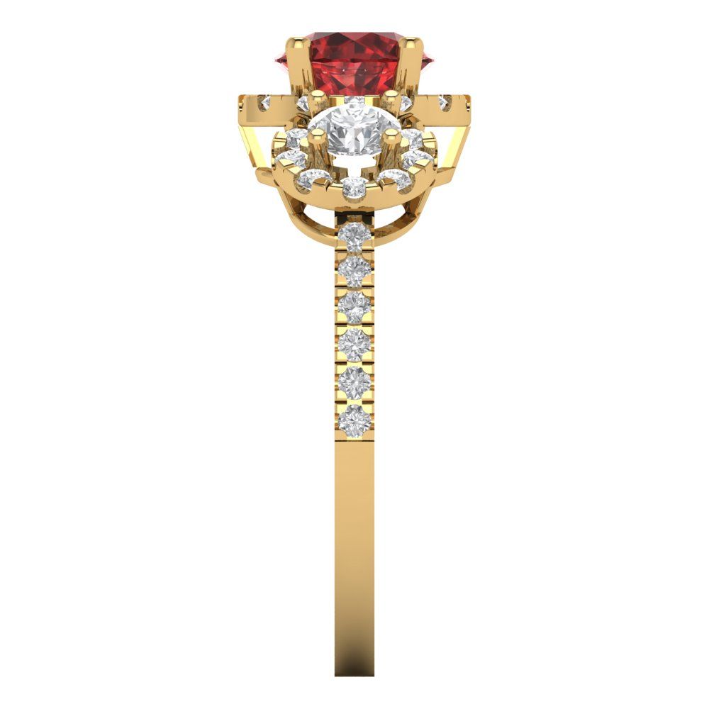 1.46 cttw Natural Garnet Three-Stone Engagement Ring - Solid Yellow Gold (VVS1, Round Cut,6.0mm)