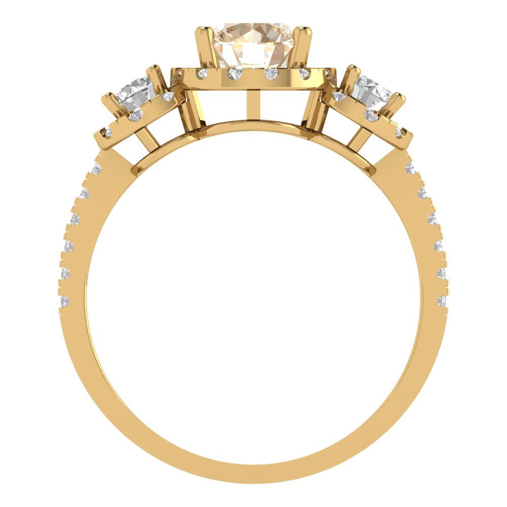 1.46 cttw Natural Morganite Three-Stone Engagement Ring - Solid Gold (Round Cut,6.0mm)